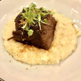 Cheerwine braised beef with grits