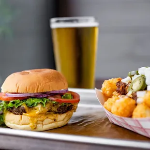 Doesn&apos;t get much better than a burger, tots and cold beer