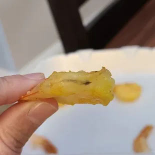 a hand holding a piece of food