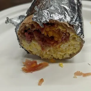 Bacon breakfast burrito