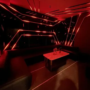 the interior of a karaoke restaurant