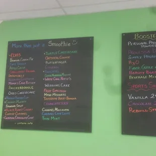 menus on a green wall