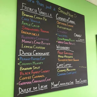 a menu on a chalkboard