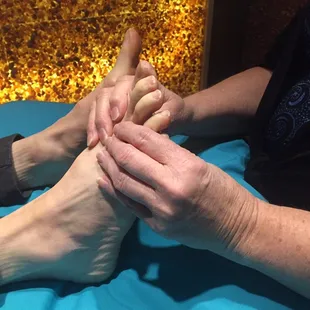 Try foot reflexology in the relaxing Salt Room