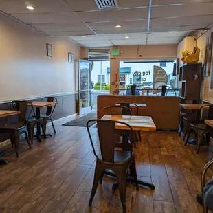 empty tables and chairs