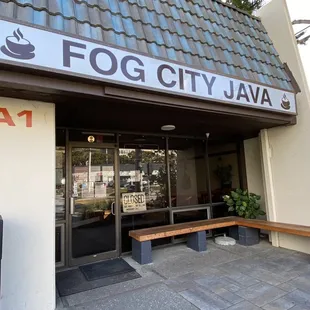 the entrance to fog city java