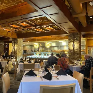 Salad bar area and dining table