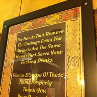 In the men&apos;s bathroom. Ha ha