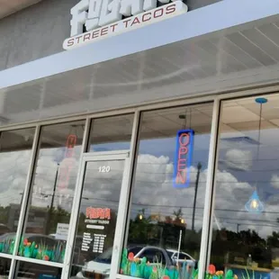 the front of the restaurant