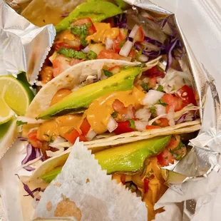 a close up of the tacos