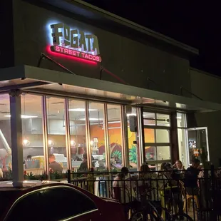 Outside of Fogata so you can see outdoor seating.