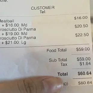 8in meatball, 8in prosciutto parma, 12in prosciutto