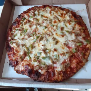 Small three topping thin crust pizza