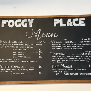 Foggy menu!