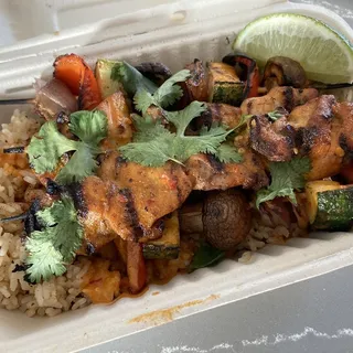 Grilled Chicken Skewer and Rice Bowl