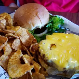 Somedays you just need a Cheeseburger!  With Fresh Potato Chips!