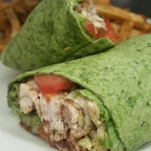 Grilled chicken wrap on spinach tortilla!