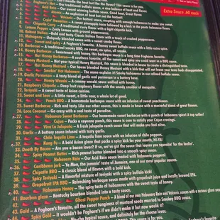 50 wing sauce flavors!!! Ghost pepper anyone?
