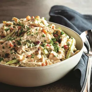 Citrus Chicken Salad - Roasted pulled chicken with fresh citrus cream dressing, baby sweet peppers, red onions and green scallions.