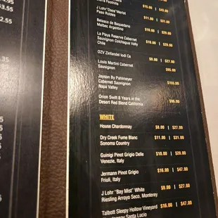 menu