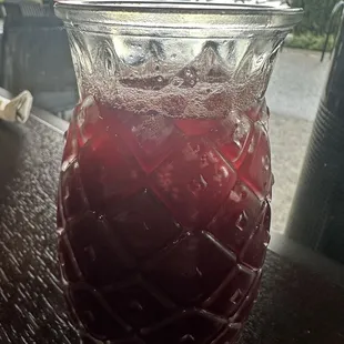 a glass filled with liquid