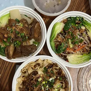 Beef brisket Noodles, Soy Sauce Noodles, Dan Dan Noodles