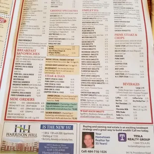 Breakfast menu
