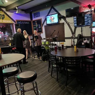 a group of people in a pub