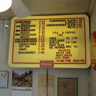 the menu