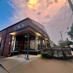 Nashville&apos;s best view of our cotton candy colored sky from our outdoor dining patio.