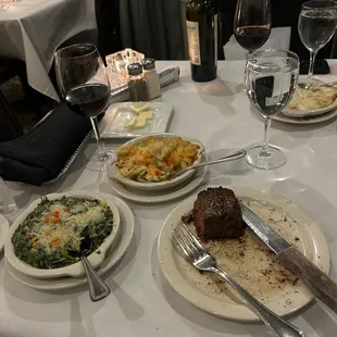 Petite Filet Mignon Spinach Casserole Macaroni and cheese