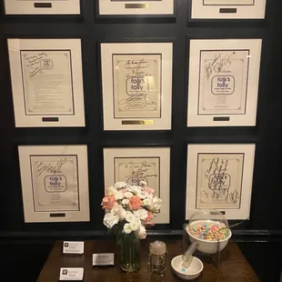 a table with a vase of flowers