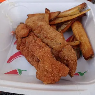 Fish (catfish ) and chips