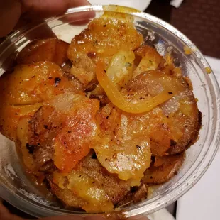 Home fries and onions with lid off