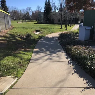 The park is next to the Folsom Public Library. There is a walking path to the library from the park.