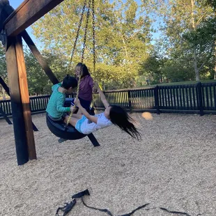 Flying in circles on the tire swing!