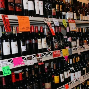 rows of wine bottles