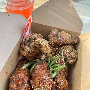 Half Soy Garlic and Half Spicy Wings