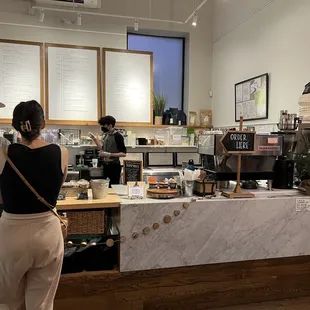 two people in a coffee shop
