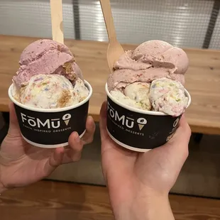 two bowls of ice cream
