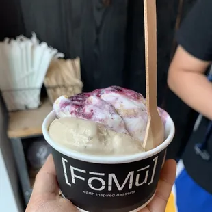 Cold Brew Ice Cream and Blueberry Shortbread