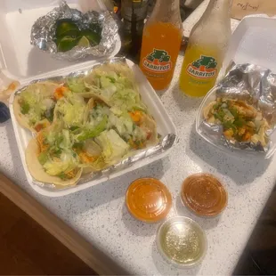 Shrimp, chicken &amp; fish tacos.