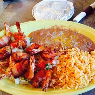 Bacon wrapped shrimp with homemade tortilla's!