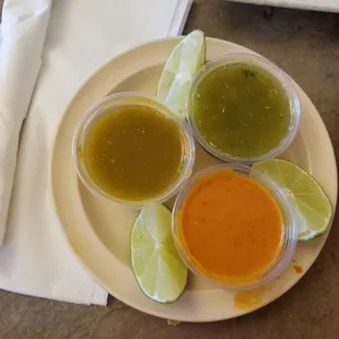 The many salsas! Be careful if you don't have a heat tolerance!