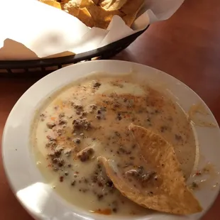 Chorizo dip and homemade chips