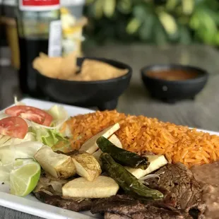 Traditional carne asada plate