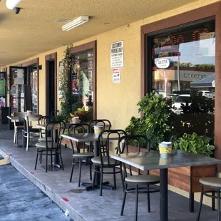 We have outside seating available with full at your table  service! Come enjoy your food with fresh air!