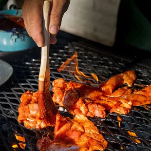 Pollo A Las Brasas being cooked on our Santa Maria grill.