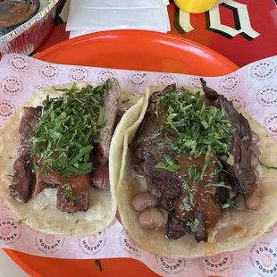 Iberico and hanger steak tacos