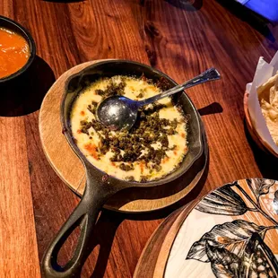 Small queso fundido with chorizo